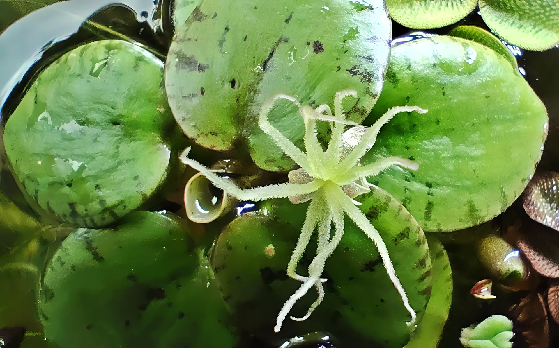Close view of Amazon Frogbit (Limnobium laevigatum)